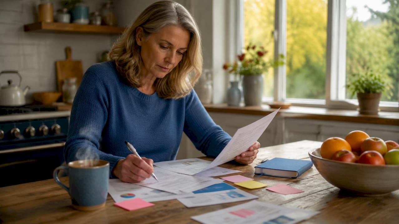 Woman reviewing self-directed care documents