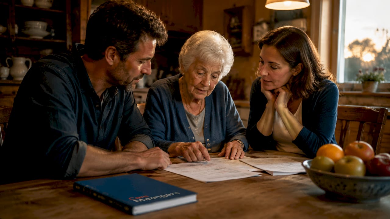 Family discussing shared care arrangement