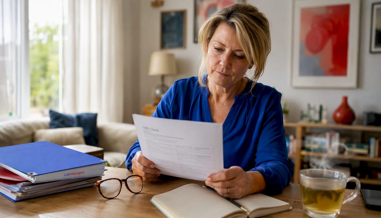 Care manager reviewing vetting documents